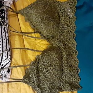 Olive green lace bralette
